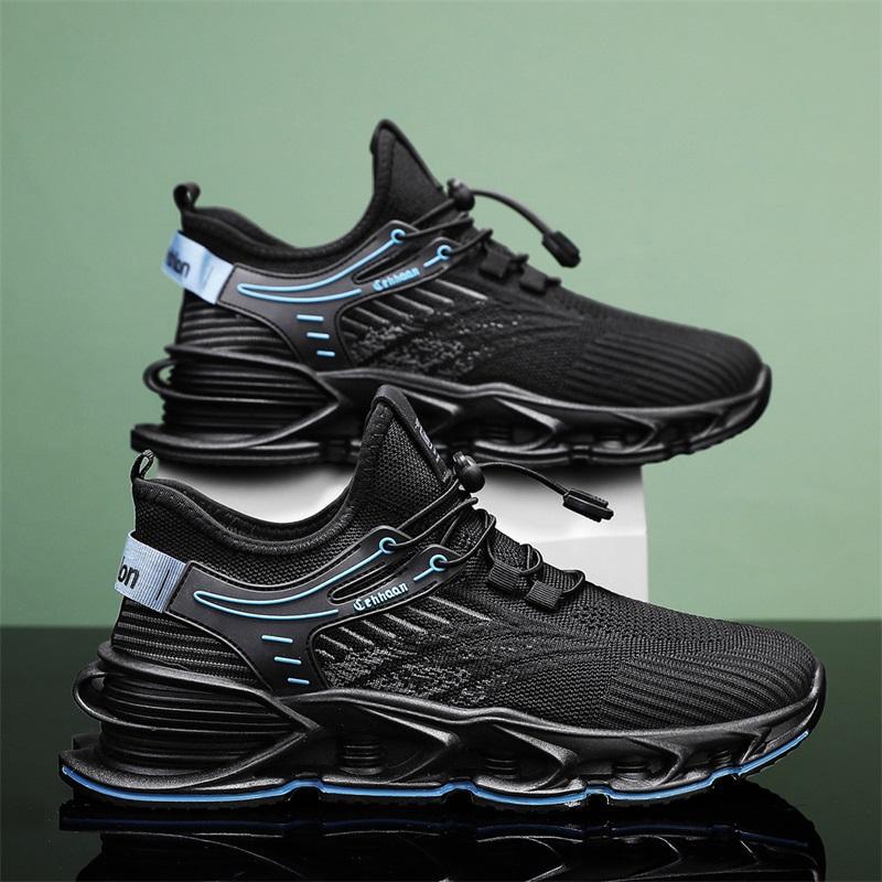 

European Station Men s Shoes Live Autumn Mesh Breathable Casual Sneakers Student Versatile Thick-soled Flying Weaving Running Shoes 44