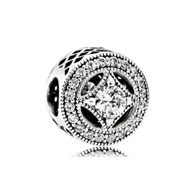 New Copper White Logo Bead Fit Original Women Bracelet Diy Fine Dangle Jewelry Butterfly Clover Shoes Charm Amulet Gift