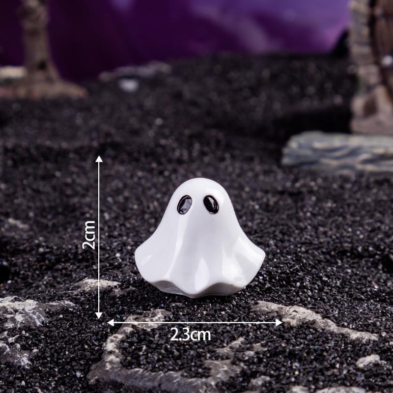 Mini Resin Ghost Figurines 10Pcs Spooky Halloween Tiny Ornaments for Micro Landscape DIY Handmade Projects