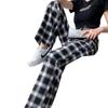 Damen Übergröße Karierte Eisseide Weitbeinige Hose - Schlankmachend, Leicht, Sommer 2025 Freizeit-Hose