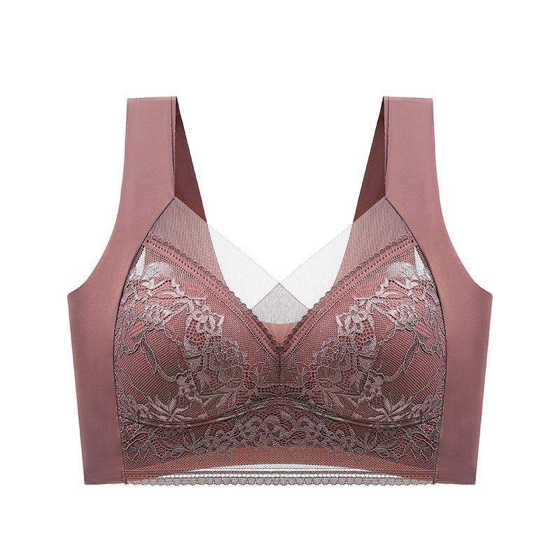 Plus Size Lace Lingerie Sports Bra - Wirefree, Seamless, Anti-Sagging Ice Silk Vest for a Slimmer Look