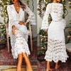 Elegant Lace Bohemian Dress Women White Casual Sexy Summer Long Beach Skirt Vestidos