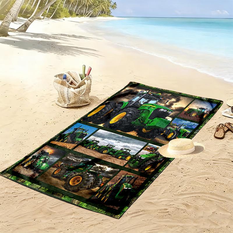 Tractor Truck Print Beach Towel, Large Soft Quick Dry Towel for Beach Camping Swimming