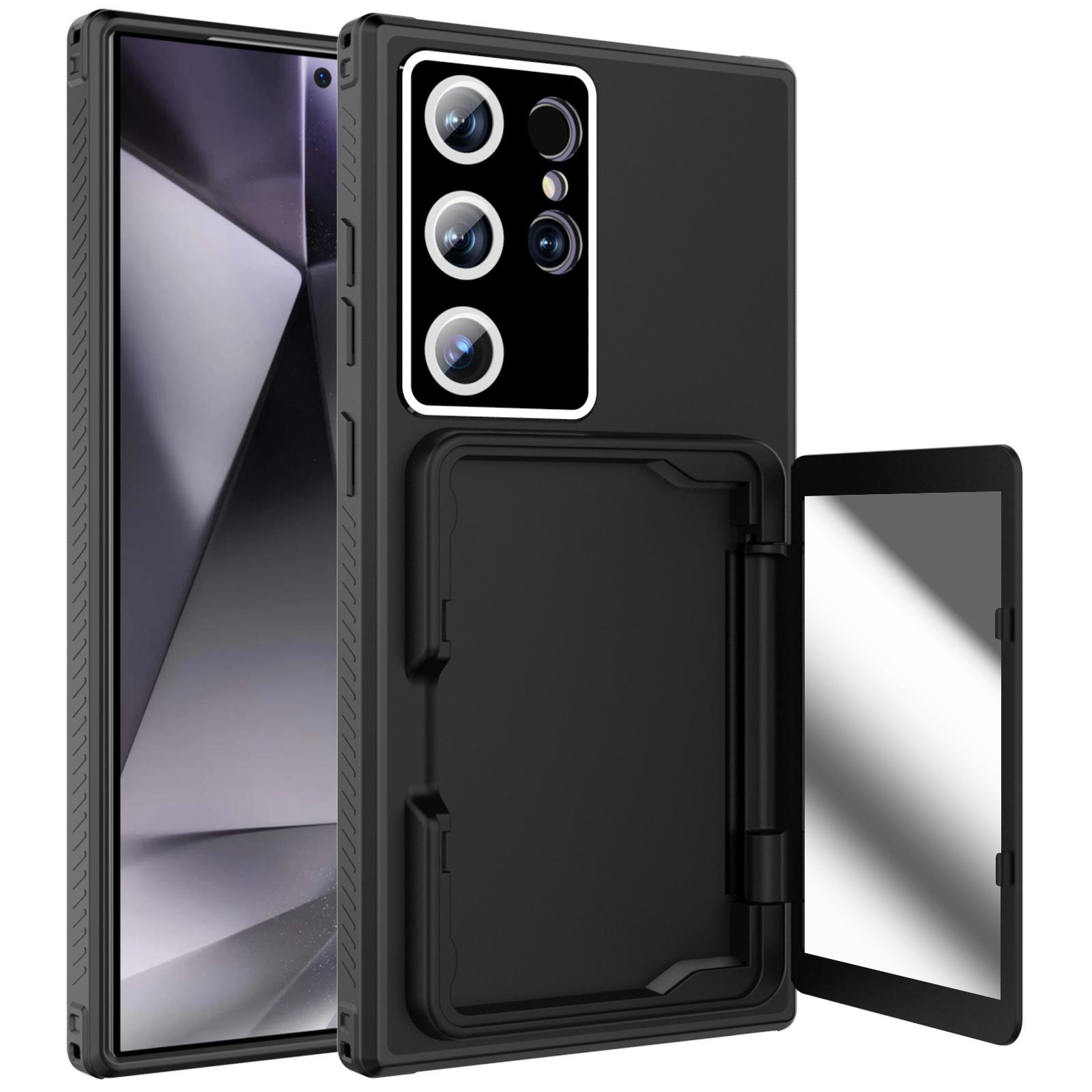 

Подходит для чехла для мобильного телефона Samsung S24 Ultra Новый противоударный защитный чехол S24 Чехол-картхолдер Зеркальный чехол S24plus S24