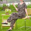 Women's Summer Printed 2-Piece Outfit, Plus Size Casual Short Sleeve Top & Pants Set (XL-5XL)