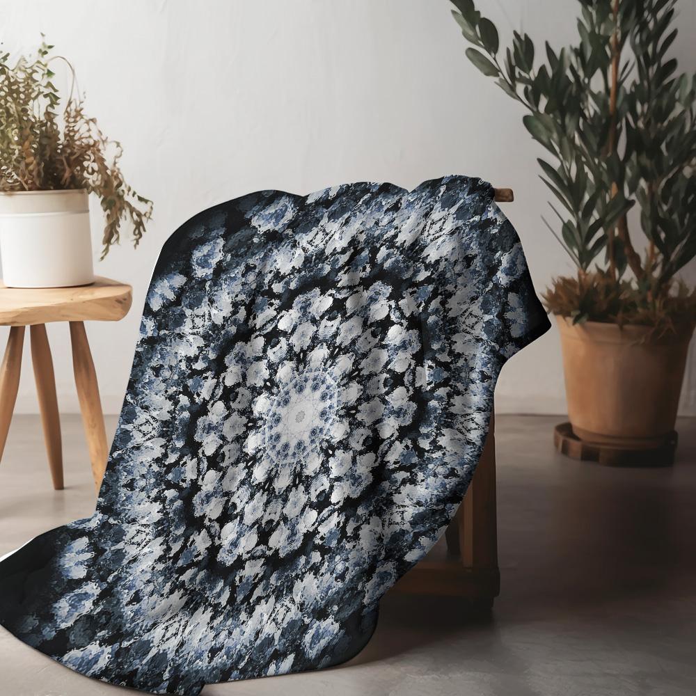 Dark Grey Floral Print Blanket Soft Cozy Fleece Throw Blanket Bed Sofa Decorative Gift for Women Kids