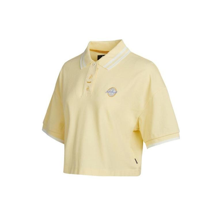 (WMNS) Converse Logo Colorblock Short Cream Yellow Polo Shirt Women s 10022783-A01 S