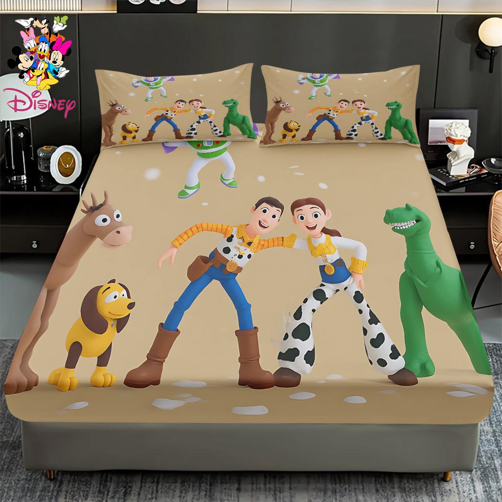 2/3pcs Disney Toy Story Cozy Fitted Sheet Set 100% Polyester Digital Print Festive Bedroom & Dormitory Decoration