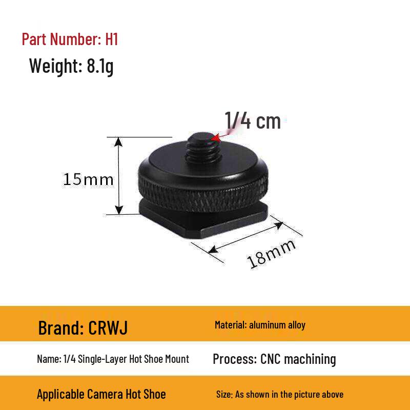 DSLR Camera Double Layer Metal Hot Shoe Mount with 3/8 & 1/4 Locking Flash Screw Base