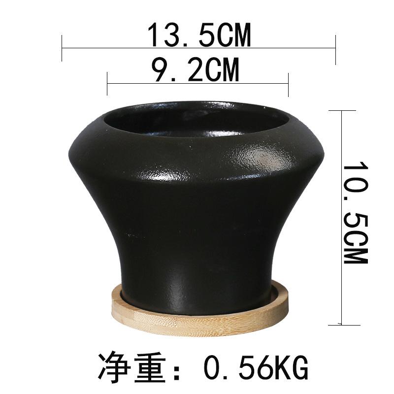 Ceramic Flower Pot Retro Creative Flower Pot Green Plant Flower Device Desktop Flower Pot Succulent Simple Ins Matte Pot Table Decoration