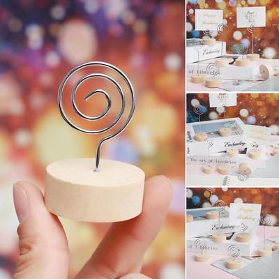 Clamp Round Shape Base Wedding Supplies Wooden Photos Clips Place Card Clamps Stand Picture Frame