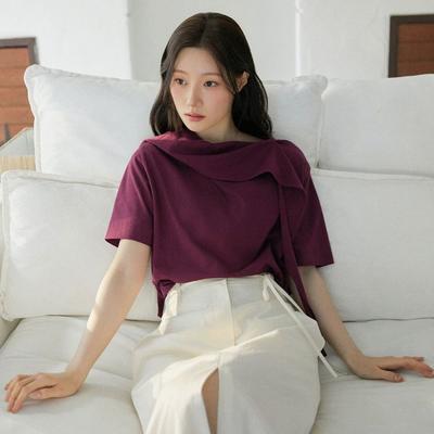 On On Tie Jersey Blouse New6me403