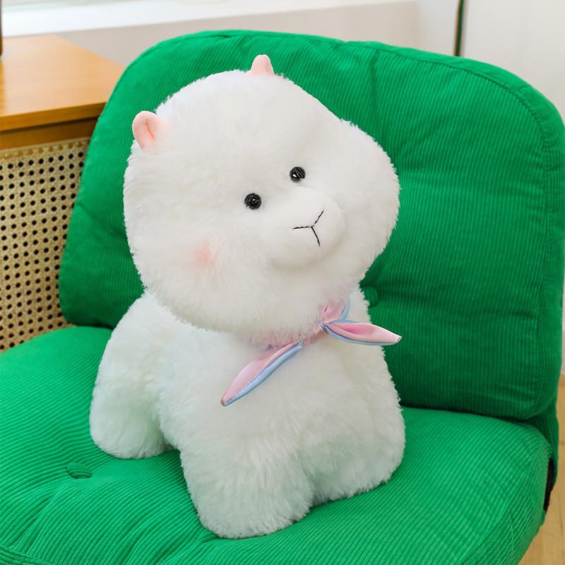 Stuffed Alpaca Animal Plush Toy Short Velvety Fur Kids Room Decor Plush Doll