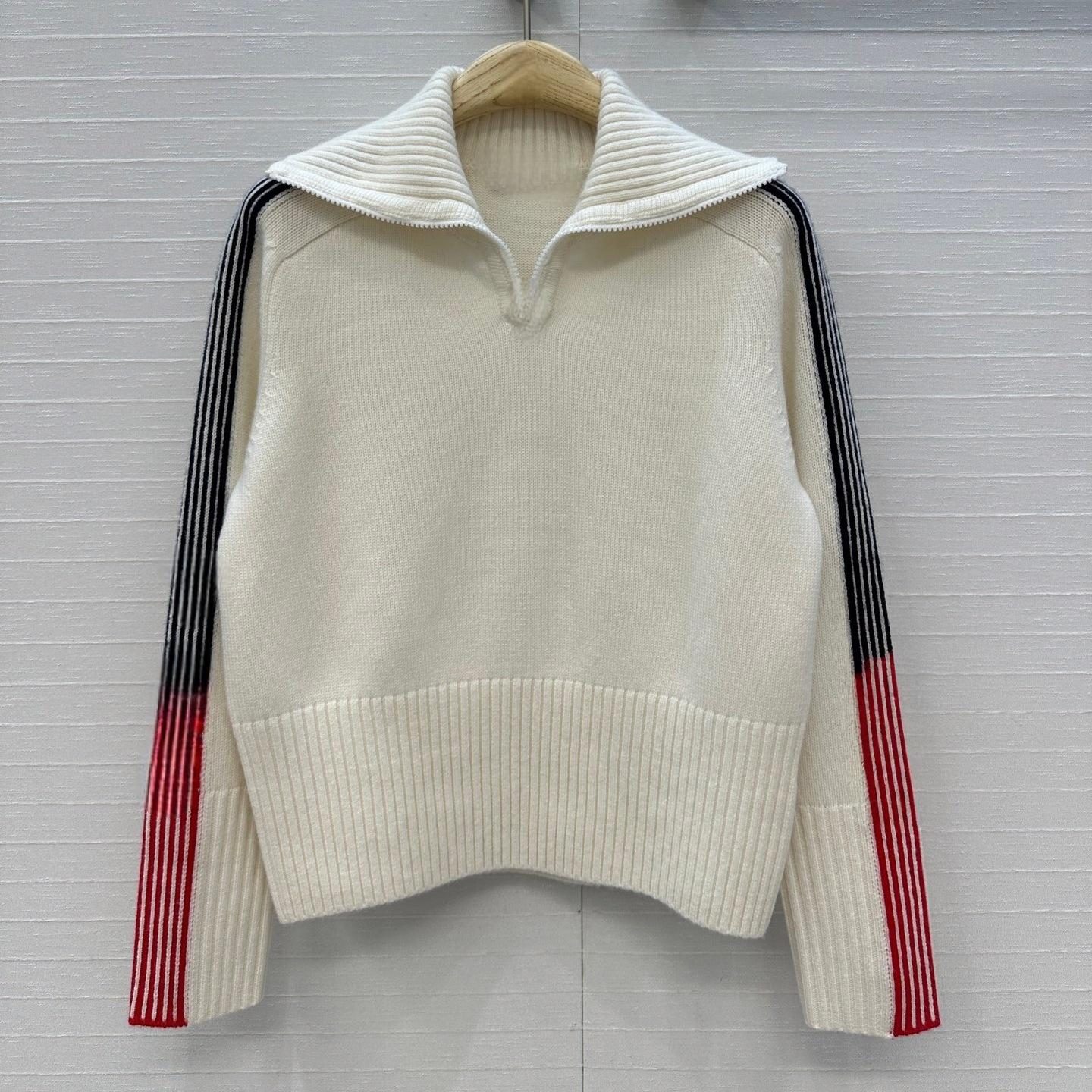 Navy collar wool knitted sweater 2026 new semi-zipper casual sports knitted long-sleeved bottoming shirt in stock S