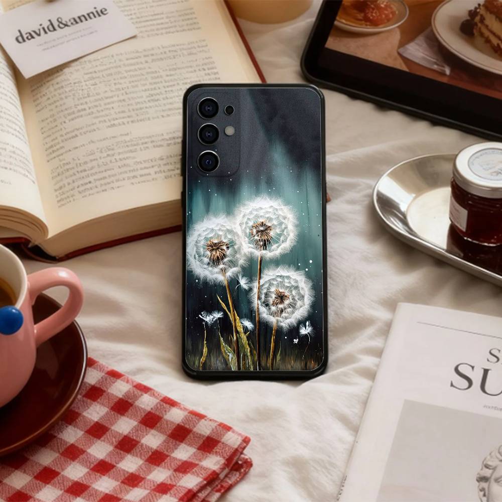 COOL D-Dandelion A-Art Phone Case For Samsung S 25,24,23,22,30,21,10,9,Ultra,Plus,Lite,FE,4,5 G Soft Black Case