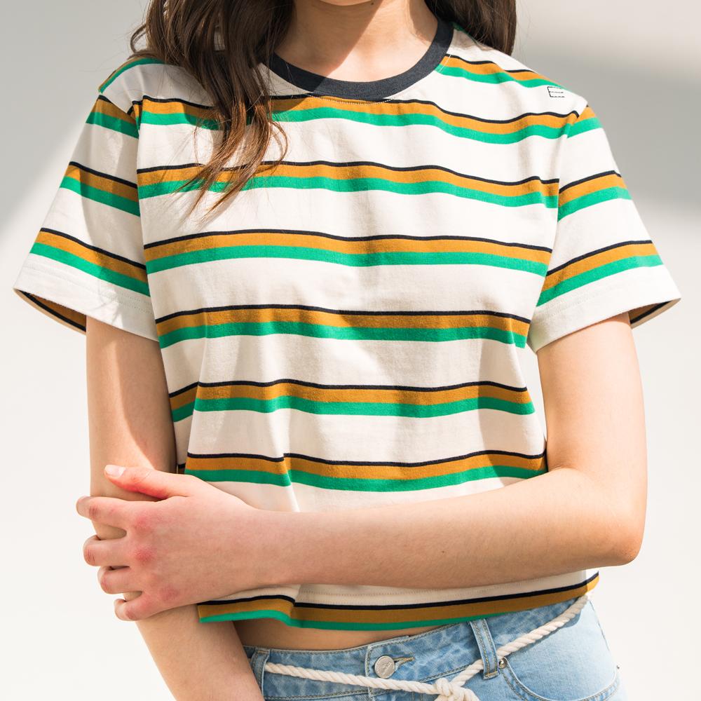 EDENIK Resort Striped Crop Short Sleeve T-Shirt