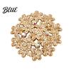 Brooch Flower Embellished Pin with Rhinestones Floral Shape Badge Durable