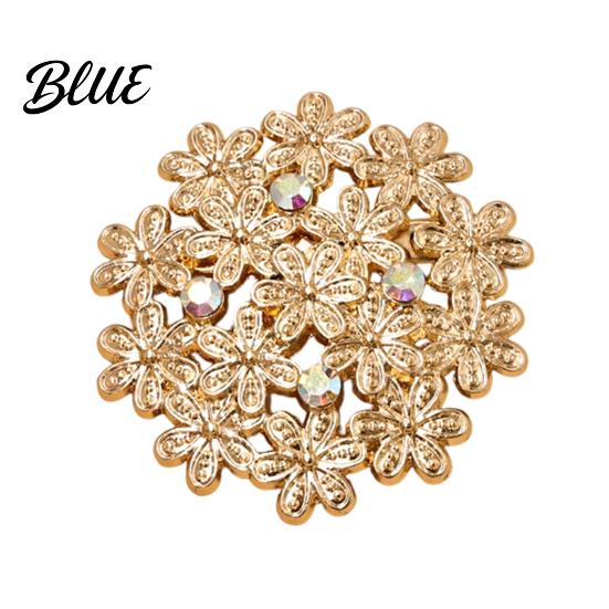 Brooch Flower Embellished Pin with Rhinestones Floral Shape Badge Durable