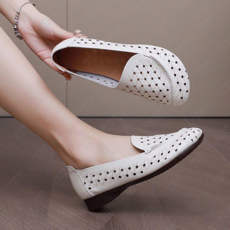 Breathable Soft-soled Cool Women's Shoes Summer New Mother Shoes Comfortable and Versatile Hollow Hole Shoes Single Shoes