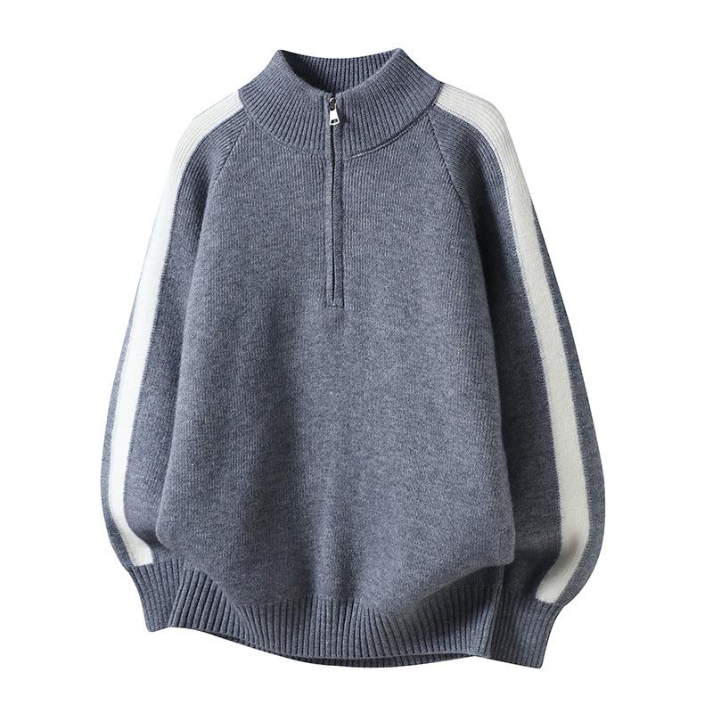 2025 Men s Trendy Loose Knit Zipper Sweater - Stand Collar, Warm Autumn/Winter Knitwear M