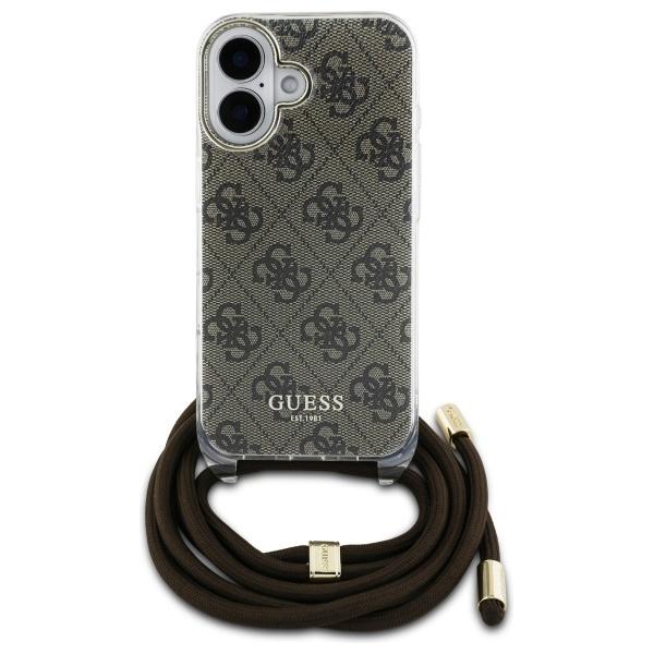 Guess Guhcp16Shc4Sew Iphone 16 6.1      Brązowy/Brown Hardcase Crossbody Cord 4G Print