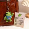Frog Plush Keychain Soft Portable Eco-Friendly Reminder Toy with Inspiring Card Resist Change Message