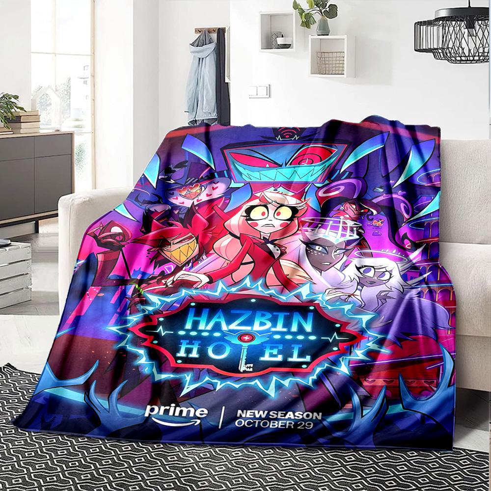 Hazbin Hotel New Season Poster Flannel Blanket Super Soft Warm Cozy Blanket for Sofa Bed Office Travel All‑Season Home Decor Gift