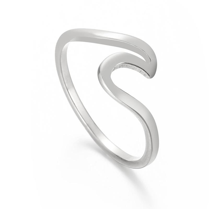 316L Stainless Steel Wave Rings For Women Men New Simple Design Sea Wave Shape Ring Size 5-10 Surf Wavy Jewelry