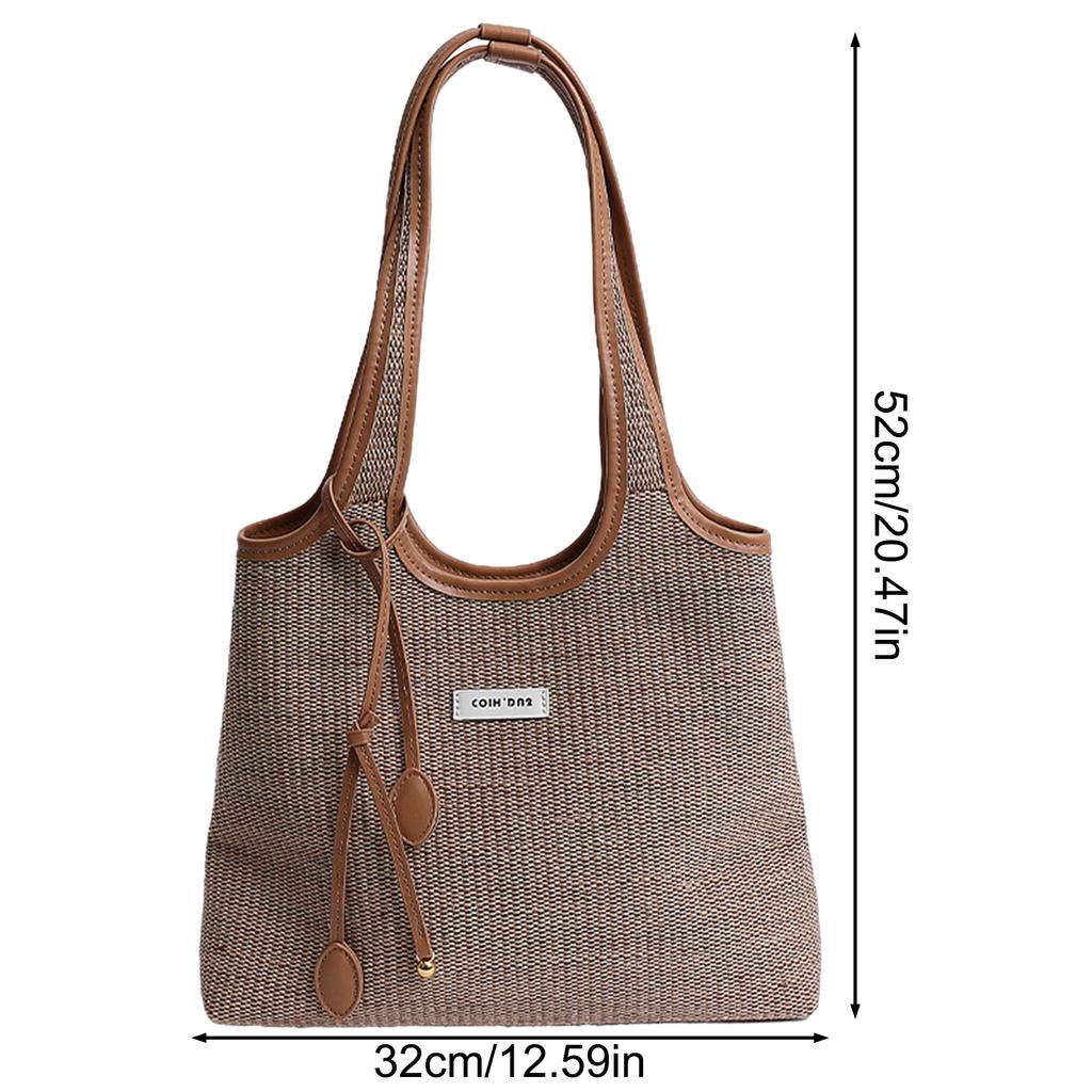 Striped Canvas Tote Bag for Women Large Capacity Shoulder Crossbody Bag Fashion Commute School Bag
