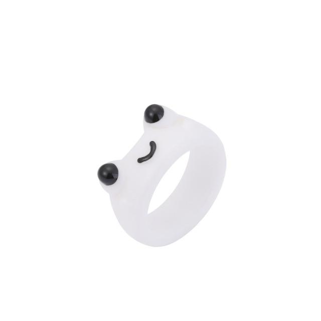Latest Cartoon Frog Rings For Men Voguish Stylish Adorable Frog Resin Material Women 'S Rings Acrylic Animal Band Jewelry Couple RingsFashion Rings