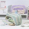 Fashion Zipper Pen Bag Large Capacity Drawstring Pencil Case Five-Layer Stationery Organizer Student