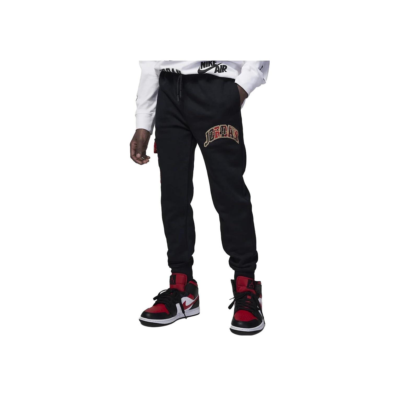

Jordan Plaid Logo Print Cuffed Casual Knit Sports Pants Kids bottoms Black FD9361-010 S