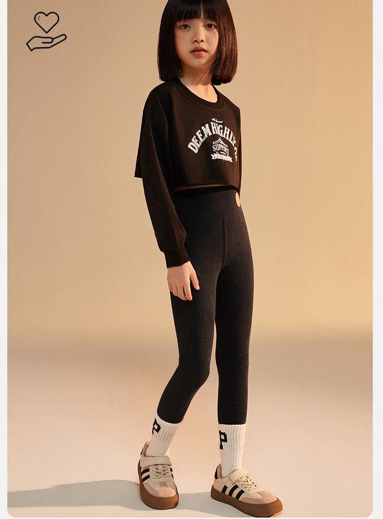 2026 New Girls' High-Waisted Cotton Leggings - Thin Style for Spring and Autumn