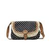 Small Square Polyester Crossbody Bag With Wave Point Design And Lace Decor For Street Fashion