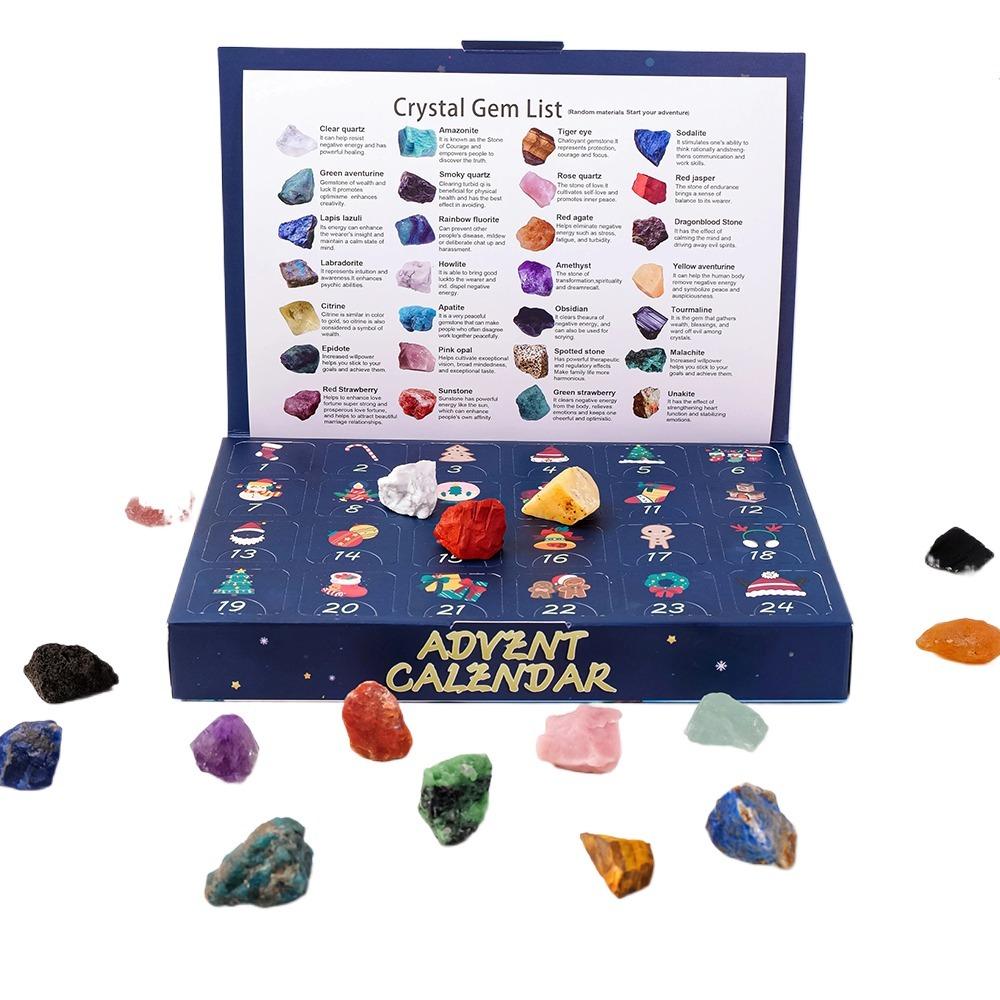 24Pcs Natural Stones Christmas Crystal Advent Calendar Gemstone Stone Learning Kit  Teens