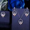 Simple Flower Zircon Set Necklace Earrings Ring Three-Piece Set Multi-Color Optional