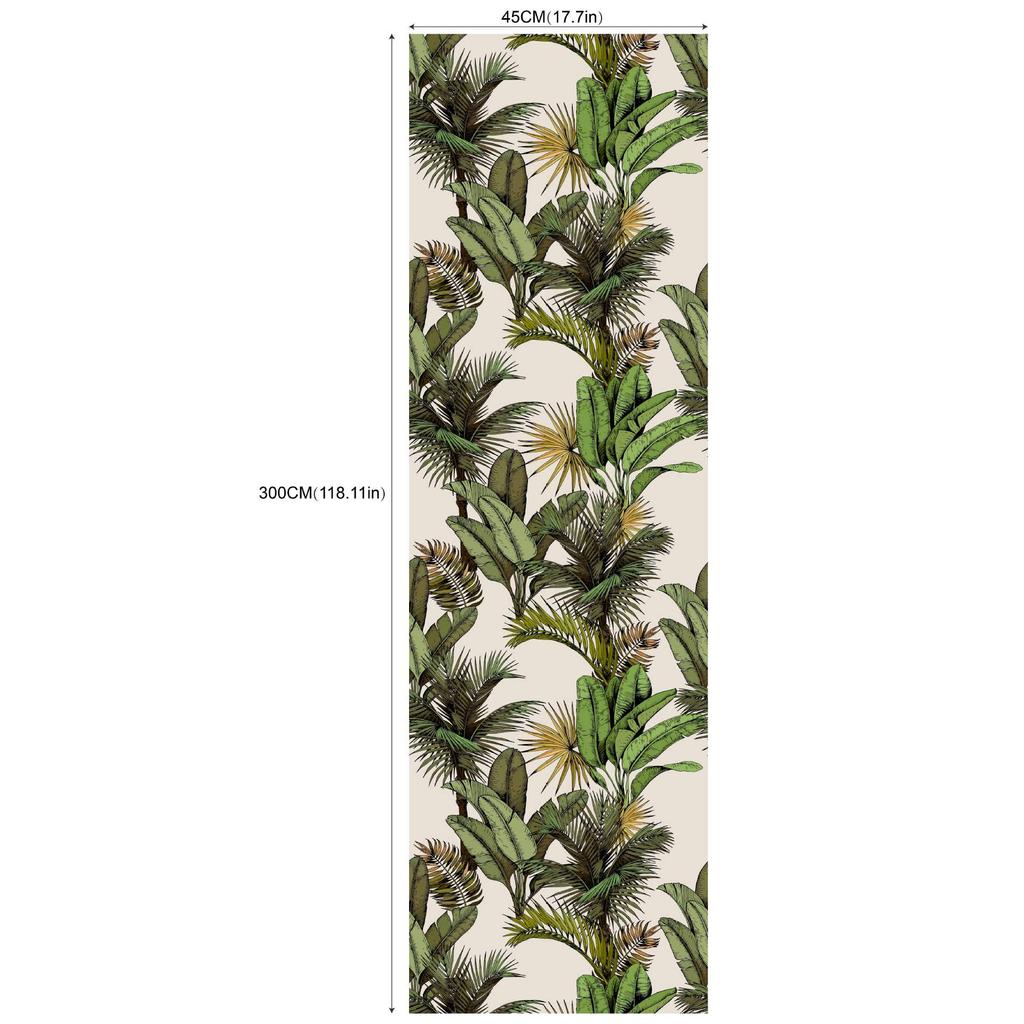 Removable Seamless Self-Adhesive Wallpaper for Living Room Background (Green Plants and Flowers)