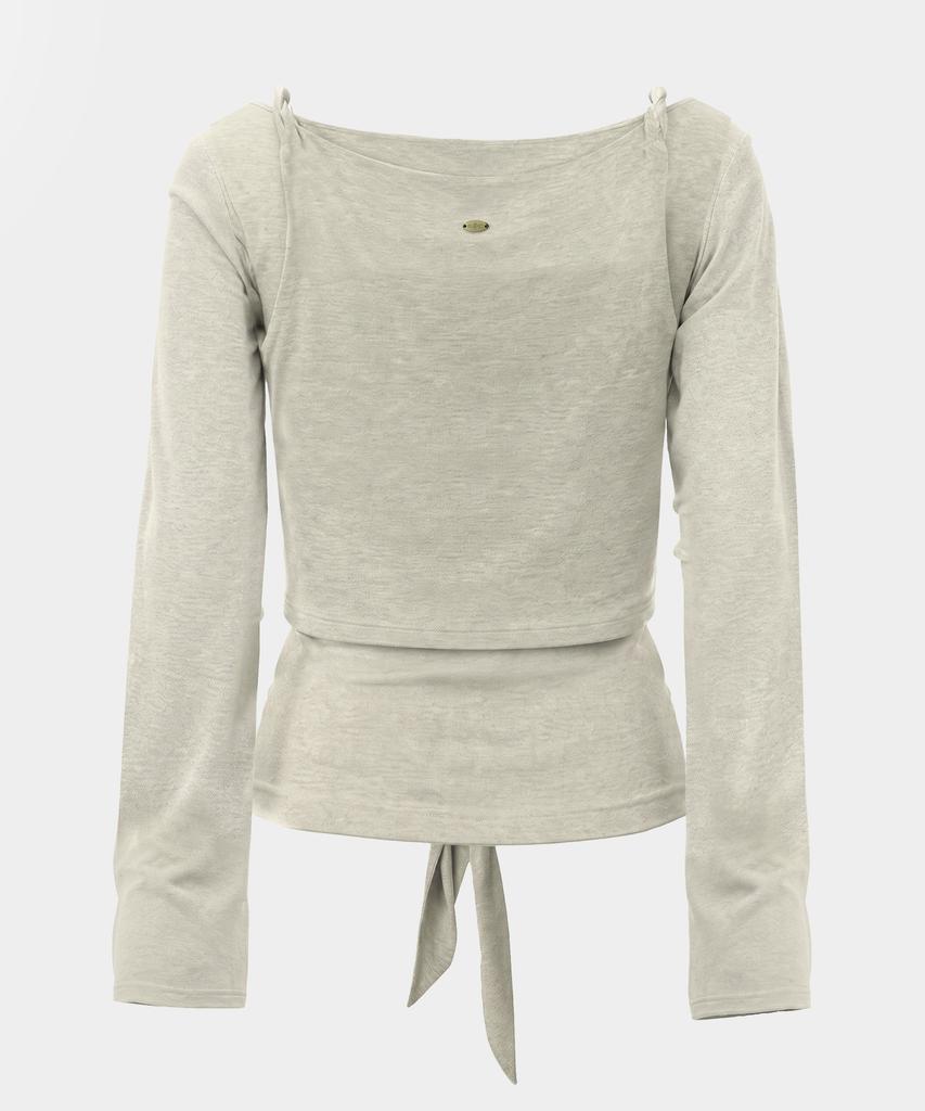 EUGGEN [Set] Layered Bustier Long Sleeve_Sand Grey