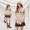 UNIFREE Fair Isle Retro Jacquard Crew Neck Sweater