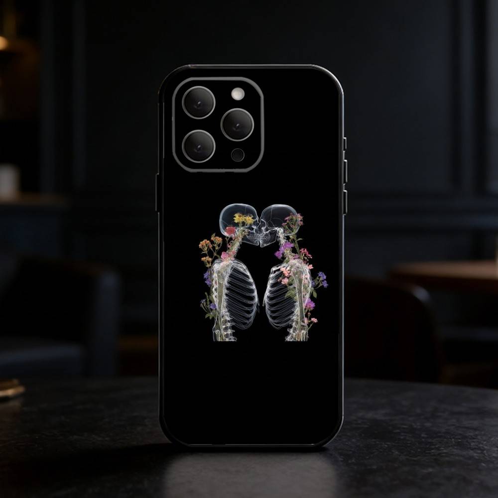 Anatomy Skeleton Phone Case For iPhone 17,16,15,14,13,12,11 Plus,Pro Max,SE4Soft Silicone Black Cover
