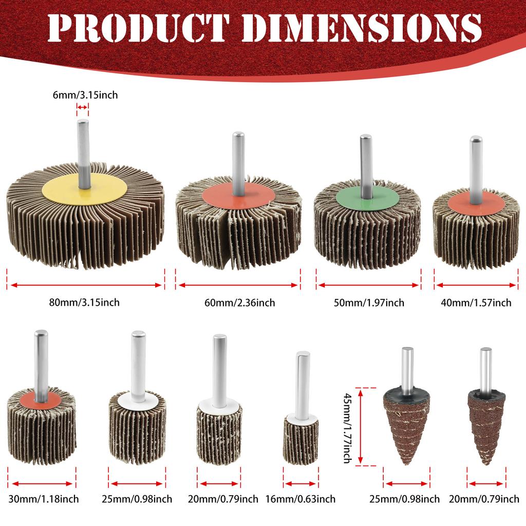 20Pcs Sanding Flap Disc Grinding Wheel Bit 80 Grit 16-80mm For Rotary Tool Electric Grinder Power Polishing Tool Accessories