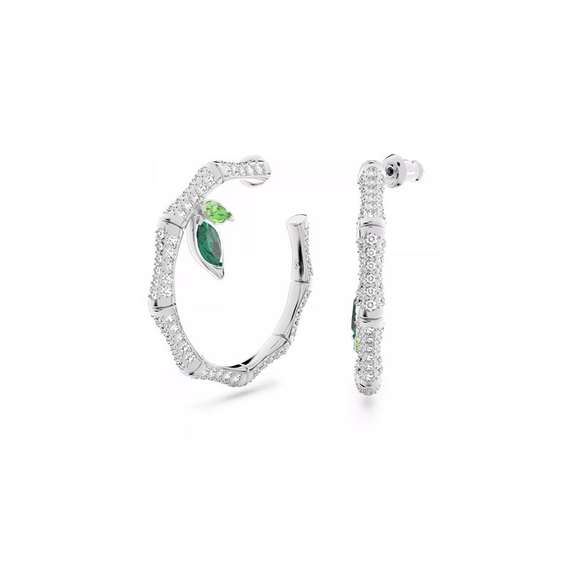 Swarovski Dellium Bamboo Exquisite Rhodium Plated Earrings Women s Silver 5645373 серебряный