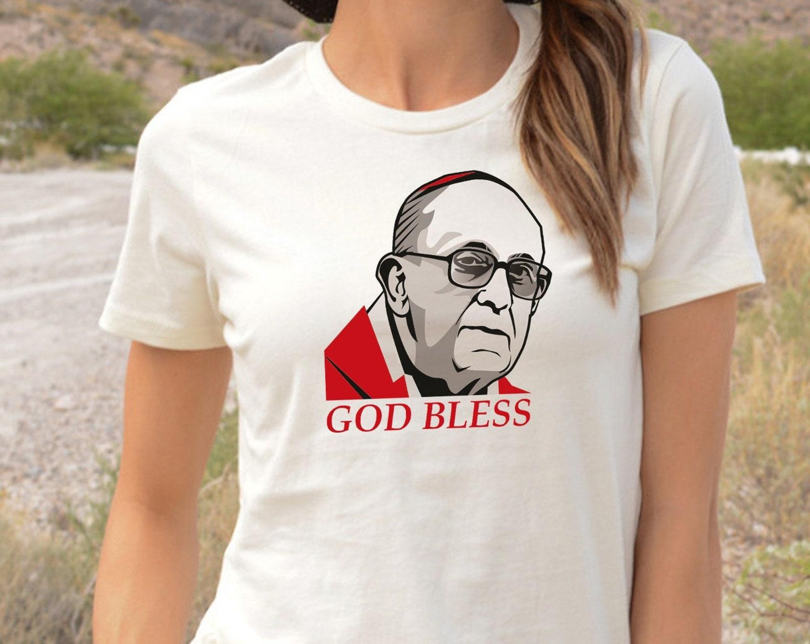 God Bless Pope Francis Tee Shirt, Pope Franciscus Graphic T shirt, Catholic Church Gift, Jesus Christ Vatican Jesuit Religious T shirt 4XL