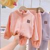 2pcs Kids Clothes Warm Fleece Thick Baby Clothes Girl Boy Loungewear Hooded Sweatshirt+Pants School Uniform Outfit