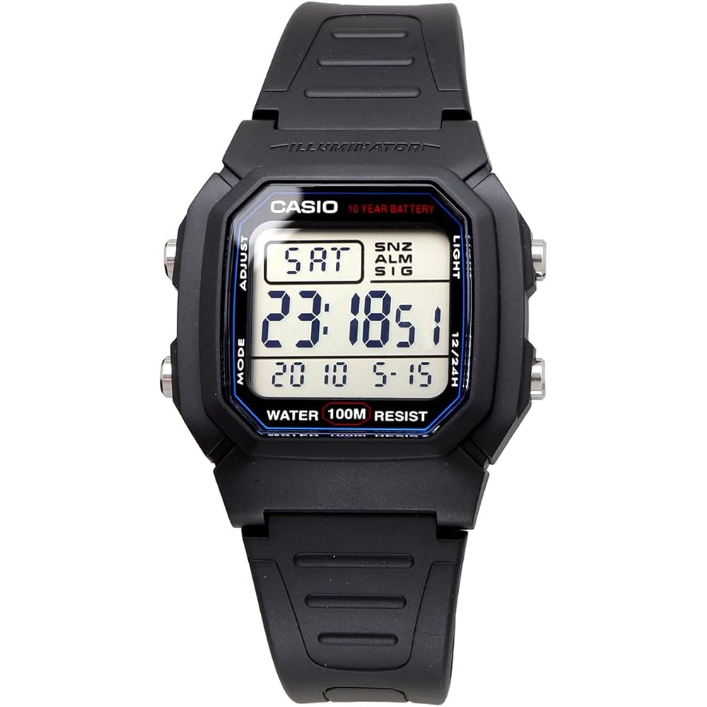 Casio Standard Digital Men's Watch W-800H-1AV Black Water Resistant Lightweight Design