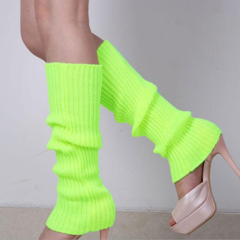 Women Knit Winter Leg Warmers Loose Style Lady Boot Knee Stockings Leggings Warm Boots Leg Punk Solid Black Cool Knit Long Socks