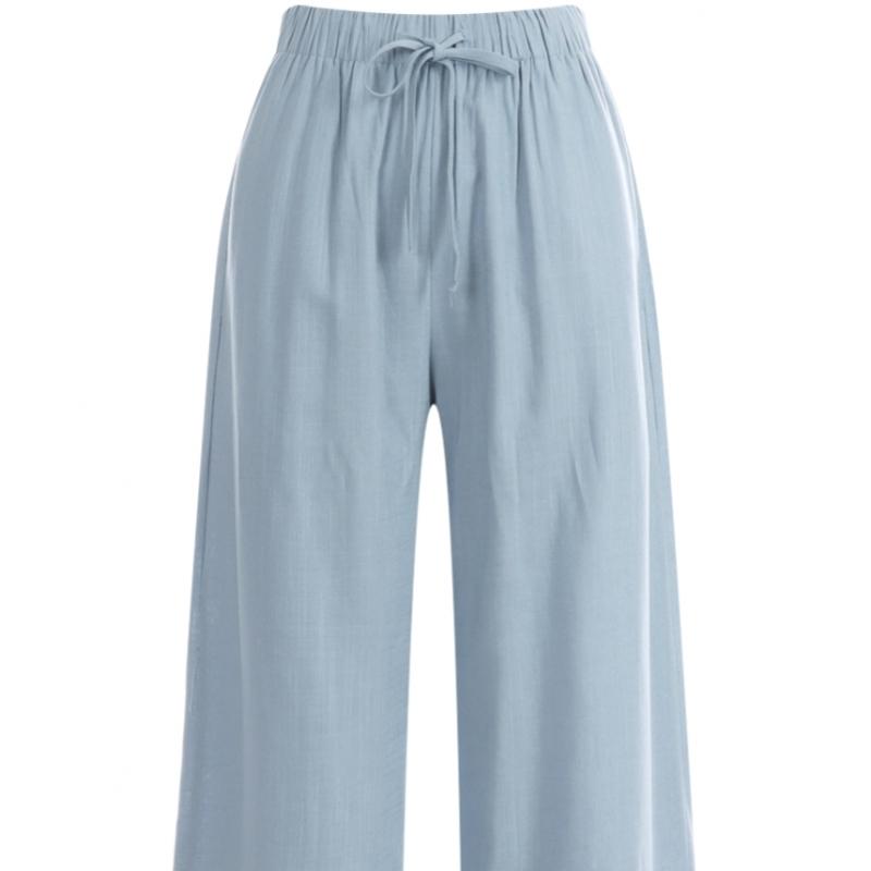 Shop   Women Linen Wide Pants Cool Waist Strap Beige Pic Wpt 11877