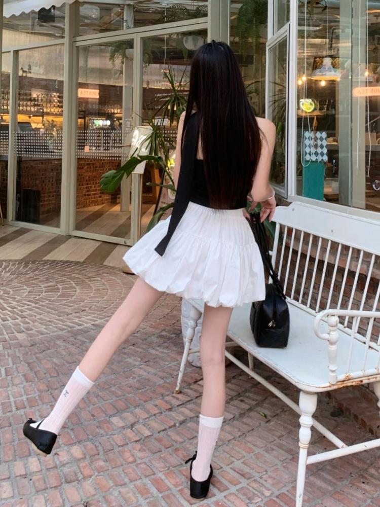 French Sweet Minority Design Sense Bow Flower Bud Skirt Female Autumn 2024 New High Waist Slim A-line Fluffy Casual Skirts