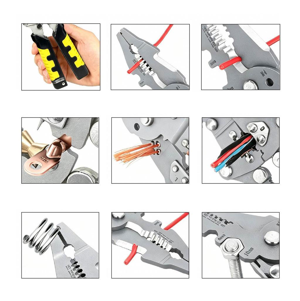Multifunctional Electrical Tool Set: Voltage Tester, Wire Stripper, Crimping Pliers, Electrician Tape, and Live Wire Tester