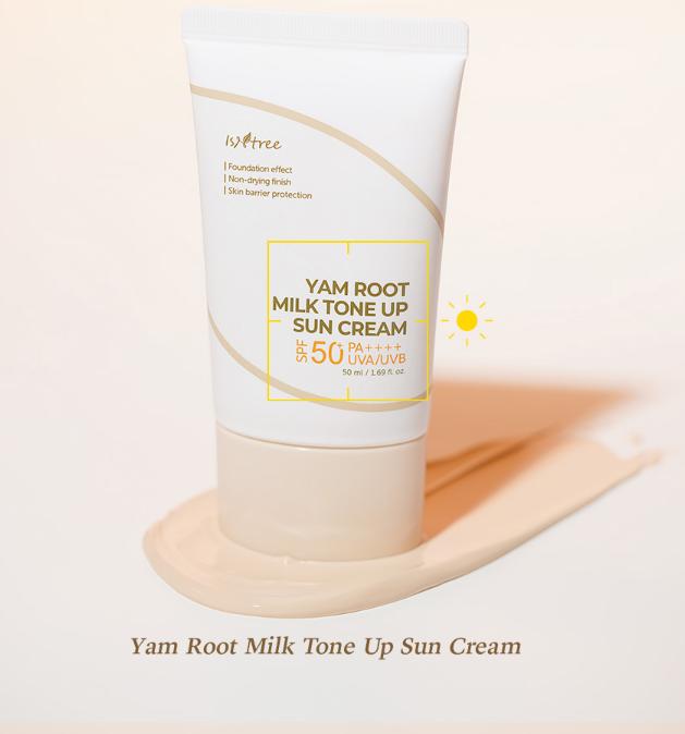 ISNTREE Yam Root Milk Tone Up Sun Cream 50ml | Vegan SPF50+ Brightening Sunscreen